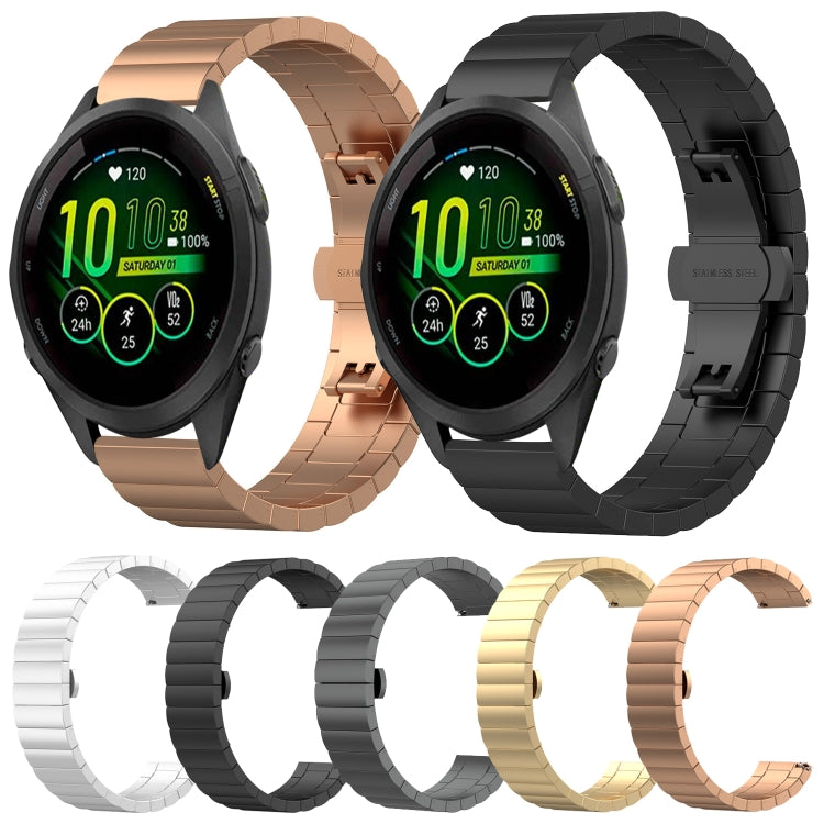 Compatible with Garmin Venu 2S One Bead Butterfly Buckle Stainless Steel Metal Watch Band(Rose Gold) - Watch Bands by PMC TechLife | Online Shopping South Africa | PMC TechLife | Buy Now Pay Later Mobicred