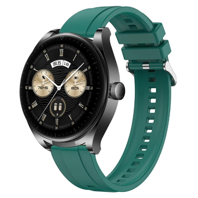 For Huawei Watch GT3 SE / Watch Buds Tire Pattern Silver Buckle Silicone Watch Band(Dark Green) - Watch Bands by PMC TechLife | Online Shopping South Africa | PMC TechLife