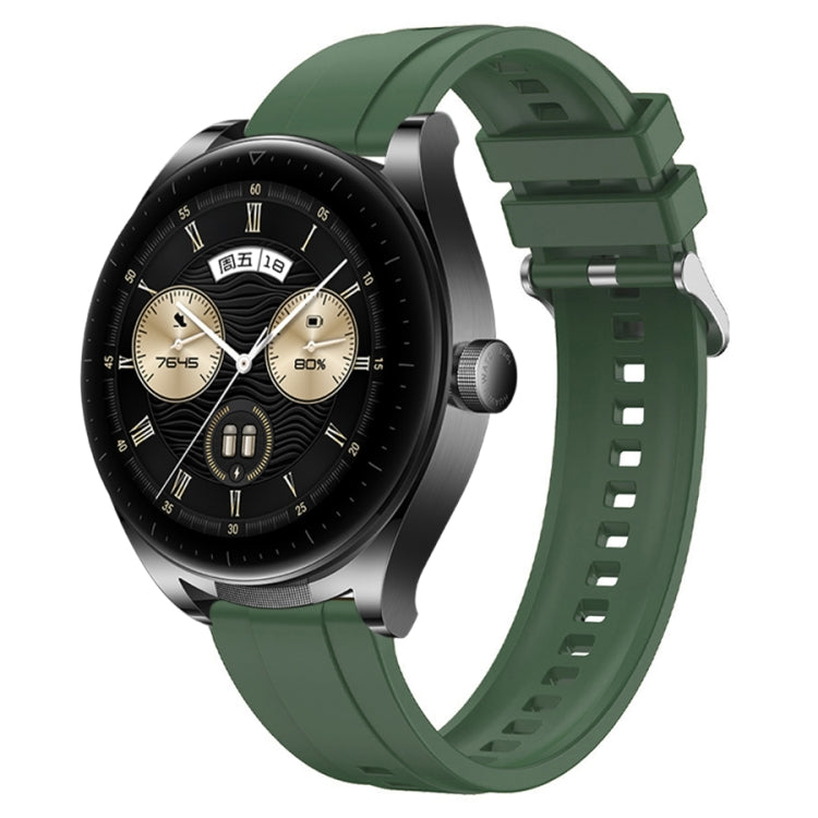 For Huawei Watch GT3 SE / Watch Buds Tire Pattern Silver Buckle Silicone Watch Band(Hu Yang Green) - Watch Bands by PMC TechLife | Online Shopping South Africa | PMC TechLife