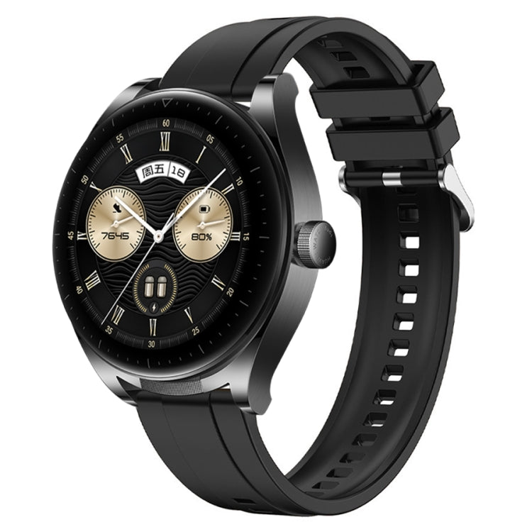 For Huawei Watch GT3 SE / Watch Buds Tire Pattern Silver Buckle Silicone Watch Band(Black) - free shipping - PMC TechLife - Order now!