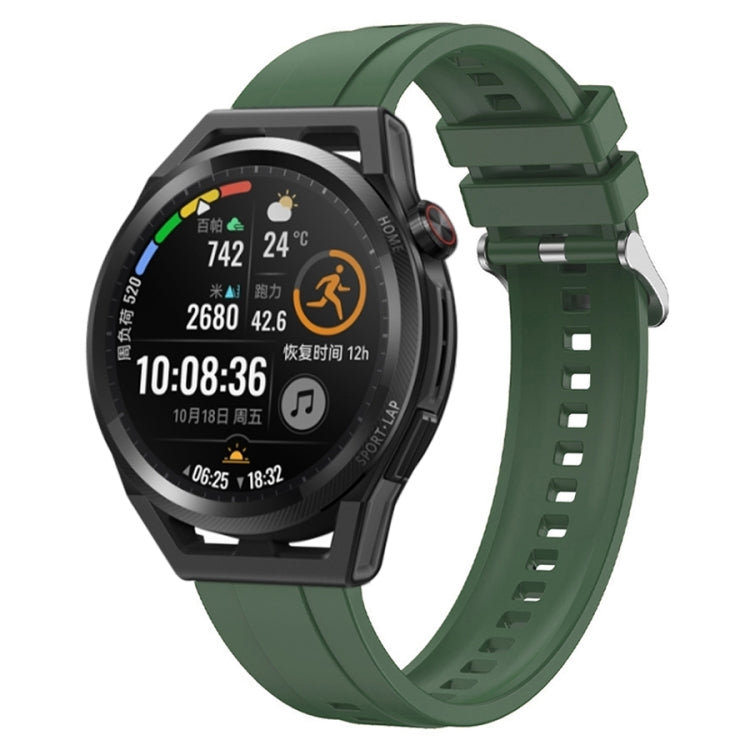 For Huawei Watch3 Pro New / GT Runner Tire Pattern Silver Buckle Silicone Watch Band(Hu Yang Green) - Watch Bands by PMC TechLife | Online Shopping South Africa | PMC TechLife