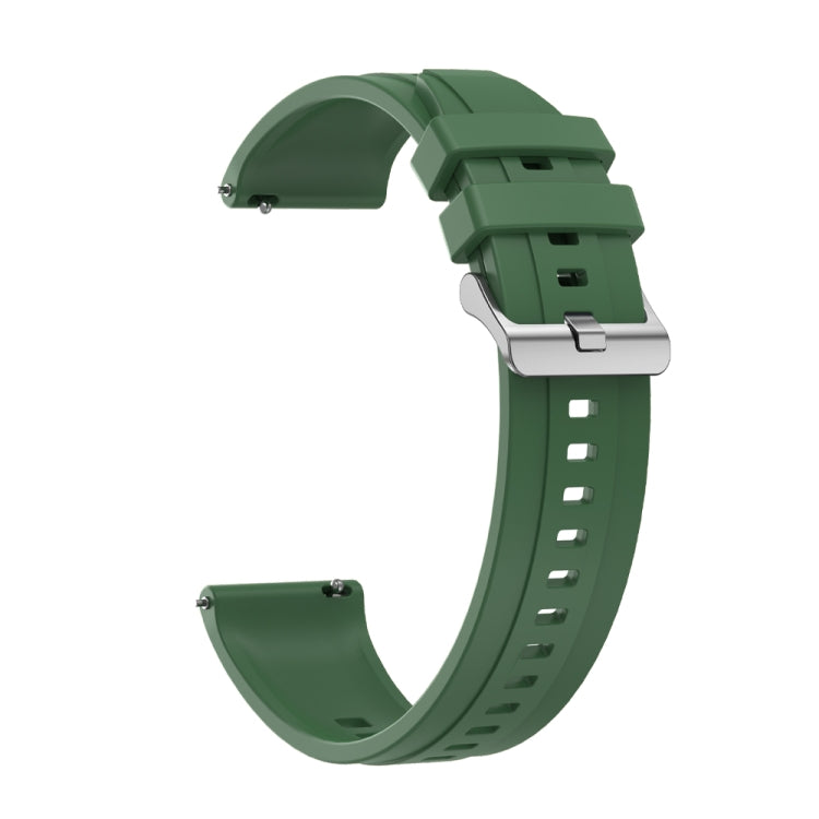 For Huawei Watch3 Pro New / GT Runner Tire Pattern Silver Buckle Silicone Watch Band(Hu Yang Green) - Watch Bands by PMC TechLife | Online Shopping South Africa | PMC TechLife