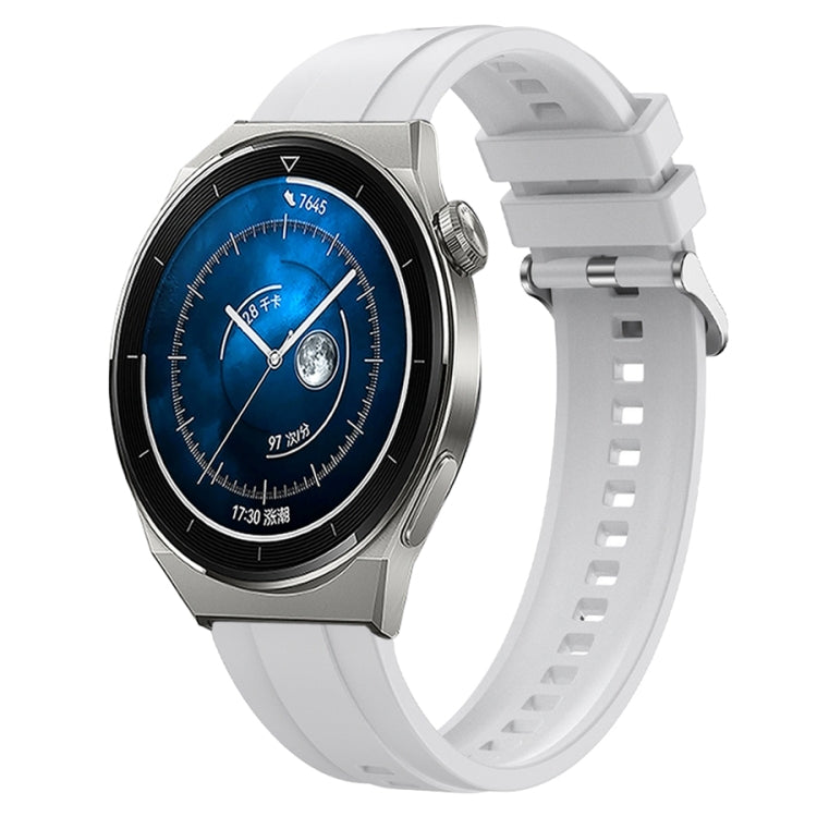 For Huawei Watch GT3 Pro 46mm Tire Pattern Silver Buckle Silicone Watch Band(White) - Watch Bands by PMC TechLife | Online Shopping South Africa | PMC TechLife