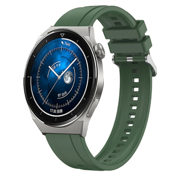 For Huawei Watch GT3 Pro 46mm Tire Pattern Silver Buckle Silicone Watch Band(Hu Yang Green) - Watch Bands by PMC TechLife | Online Shopping South Africa | PMC TechLife
