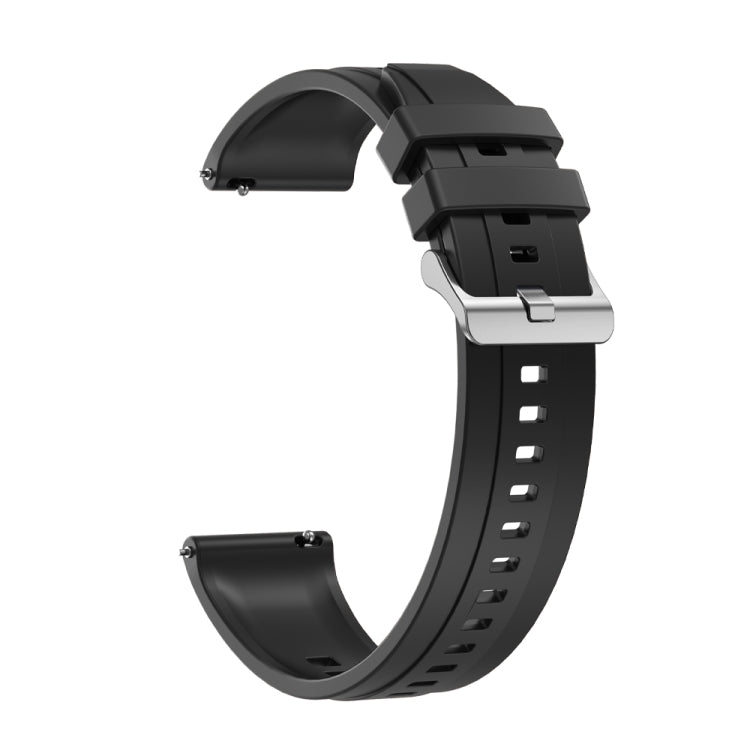 For Huawei Watch 3 / 3 Pro Tire Pattern Silver Buckle Silicone Watch Band(Black) - Watch Bands by PMC TechLife | Online Shopping South Africa | PMC TechLife