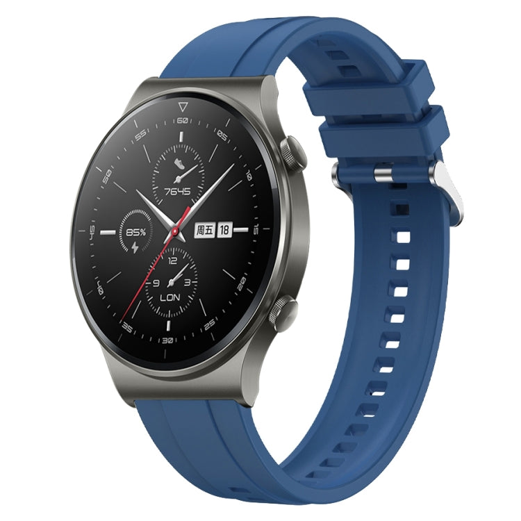 For Huawei Watch GT2 Pro / GT 2e / GT2 46mm Tire Pattern Silver Buckle Silicone Watch Band(Blue) - Watch Bands by PMC TechLife | Online Shopping South Africa | PMC TechLife