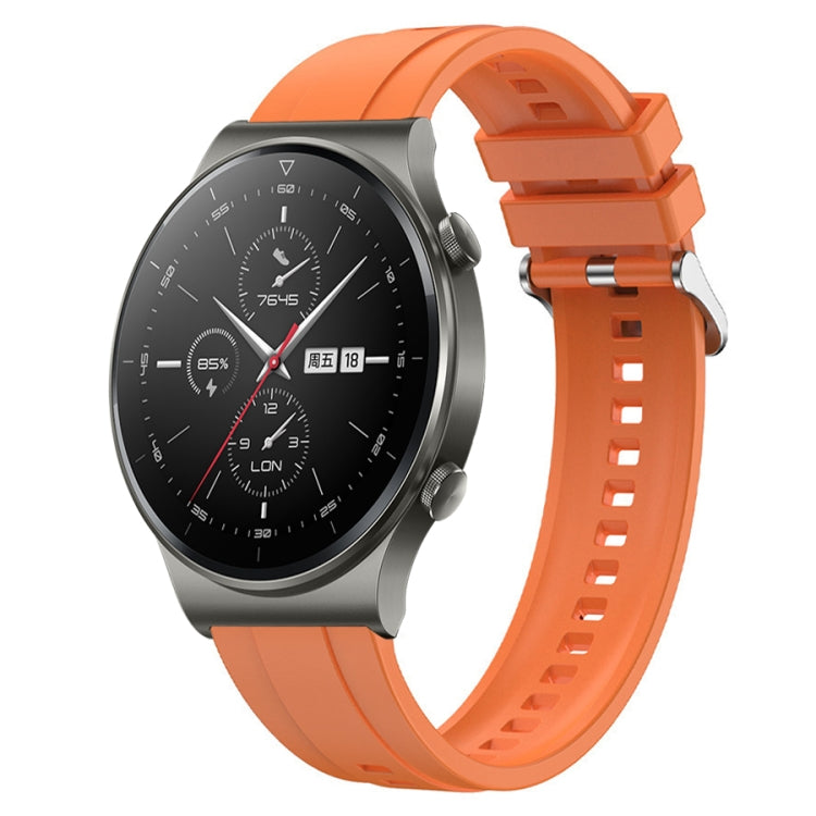 For Huawei Watch GT2 Pro / GT 2e / GT2 46mm Tire Pattern Silver Buckle Silicone Watch Band(Orange) - Watch Bands by PMC TechLife | Online Shopping South Africa | PMC TechLife