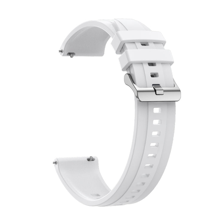 For Huawei Watch GT 42mm / 46mm Tire Pattern Silver Buckle Silicone Watch Band(White) - Watch Bands by PMC TechLife | Online Shopping South Africa | PMC TechLife