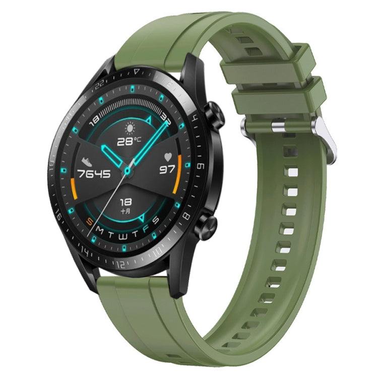 For Huawei Watch GT 42mm / 46mm Tire Pattern Silver Buckle Silicone Watch Band(Green) - Watch Bands by PMC TechLife | Online Shopping South Africa | PMC TechLife