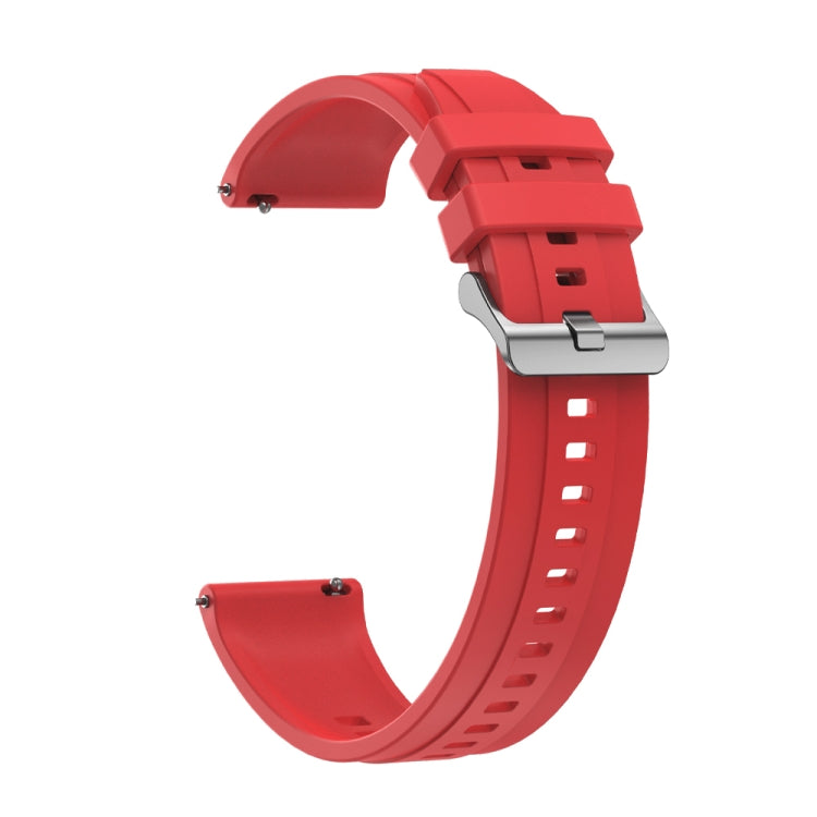 For Huawei Watch GT 42mm / 46mm Tire Pattern Silver Buckle Silicone Watch Band(Red) - Watch Bands by PMC TechLife | Online Shopping South Africa | PMC TechLife