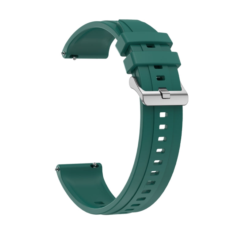 For Huawei Watch GT 42mm / 46mm Tire Pattern Silver Buckle Silicone Watch Band(Dark Green) - Watch Bands by PMC TechLife | Online Shopping South Africa | PMC TechLife
