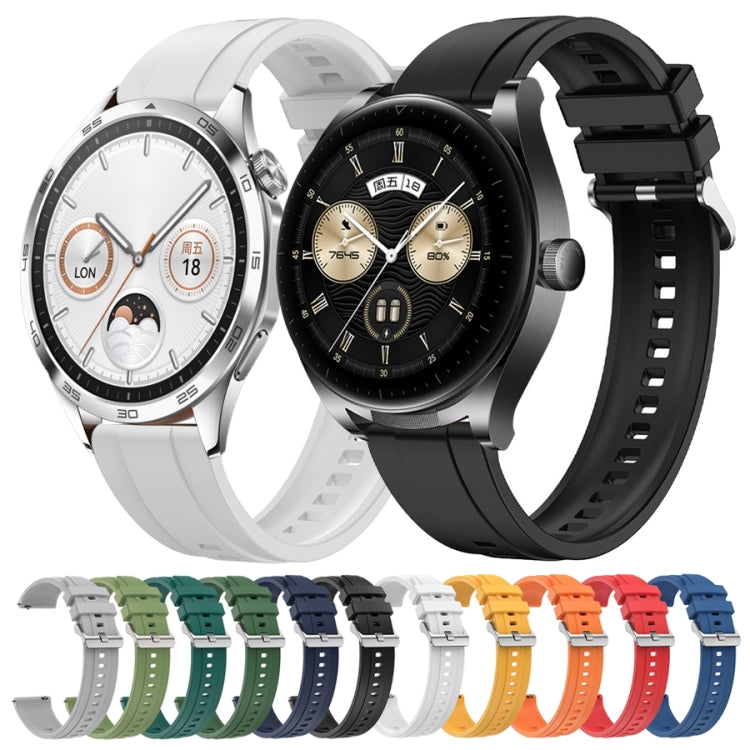 For Huawei Watch GT4 41mm Tire Pattern Silver Buckle Silicone Watch Band(Black) - Watch Bands by PMC TechLife | Online Shopping South Africa | PMC TechLife