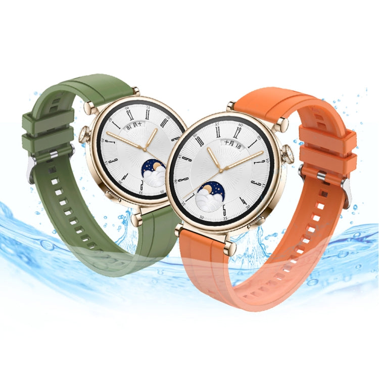 For Huawei Watch GT4 41mm Tire Pattern Silver Buckle Silicone Watch Band(Orange) - Watch Bands by PMC TechLife | Online Shopping South Africa | PMC TechLife