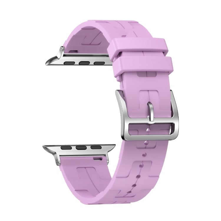 For Apple Watch SE 2023 44mm H Texture Soft Silicone Buckle Watch Band(Purple) - free shipping - PMC TechLife - Order now!