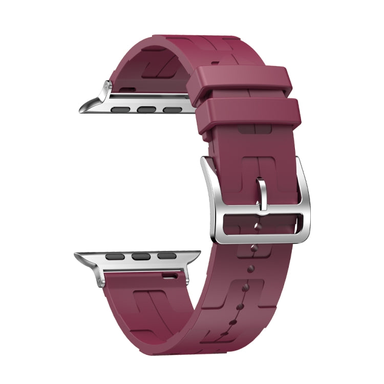 For Apple Watch SE 2023 40mm H Texture Soft Silicone Buckle Watch Band(Wine) - free shipping - PMC TechLife - Order now!