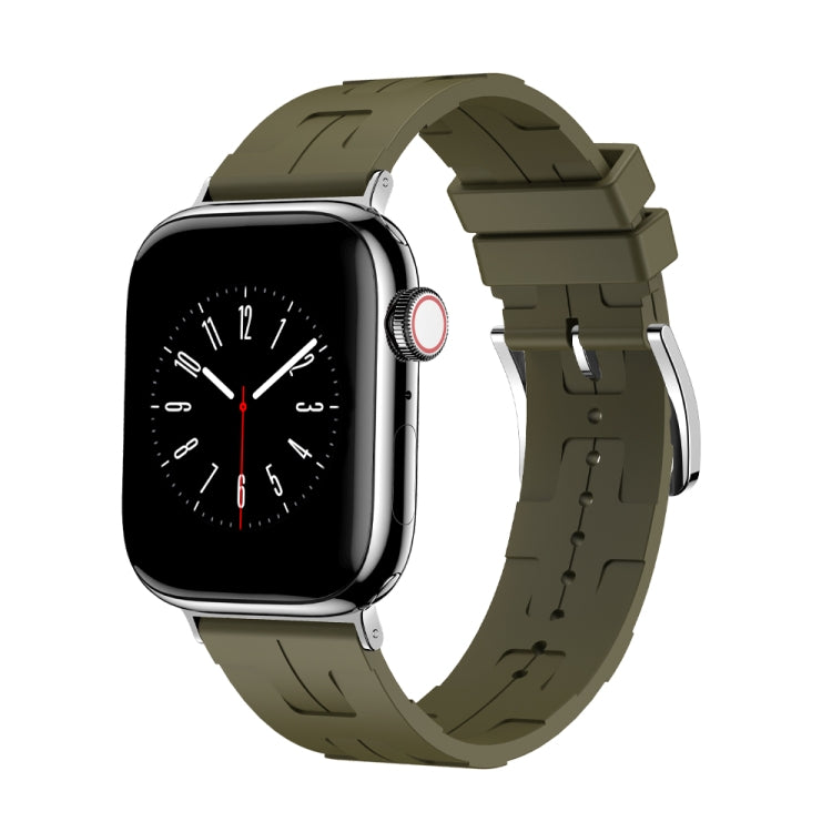For Apple Watch SE 2023 40mm H Texture Soft Silicone Buckle Watch Band(Army Green) - free shipping - PMC TechLife - Order now!