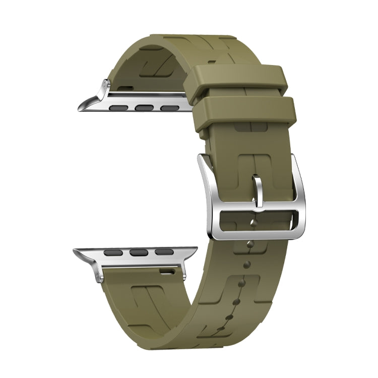 For Apple Watch Series 8 45mm H Texture Soft Silicone Buckle Watch Band(Army Green) - free shipping - PMC TechLife - Order now!