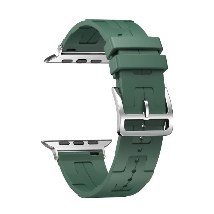 For A pple Watch SE 2022 40mm H Texture Soft Silicone Buckle Watch Band(Dark Green) - free shipping - PMC TechLife - Order now!