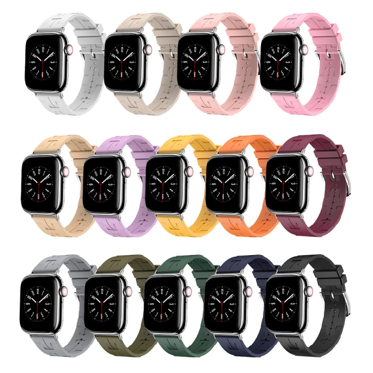 For A pple Watch SE 2022 40mm H Texture Soft Silicone Buckle Watch Band(Dark Green) - free shipping - PMC TechLife - Order now!