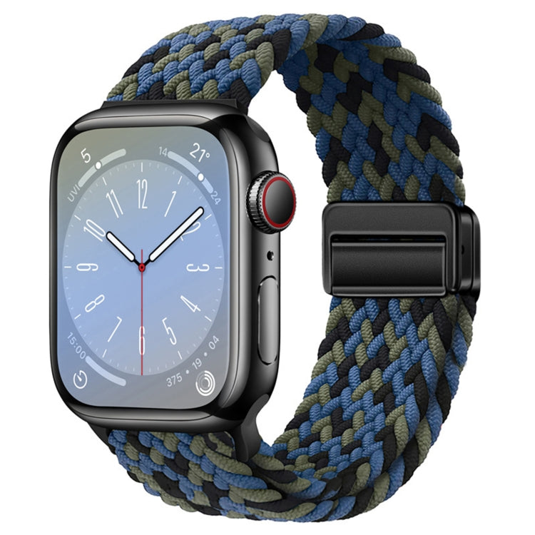 For Apple Watch Series 9 45mm Nylon Woven Magnetic Fold Buckle Watch Band(Blue Camouflage) - Watch Bands by PMC TechLife | Online Shopping South Africa | PMC TechLife