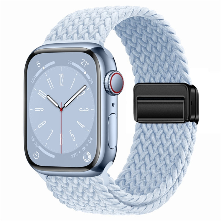 For  Apple Watch Series 8 45mm Nylon Woven Magnetic Fold Buckle Watch Band(Misty Blue) - Watch Bands by PMC TechLife | Online Shopping South Africa | PMC TechLife