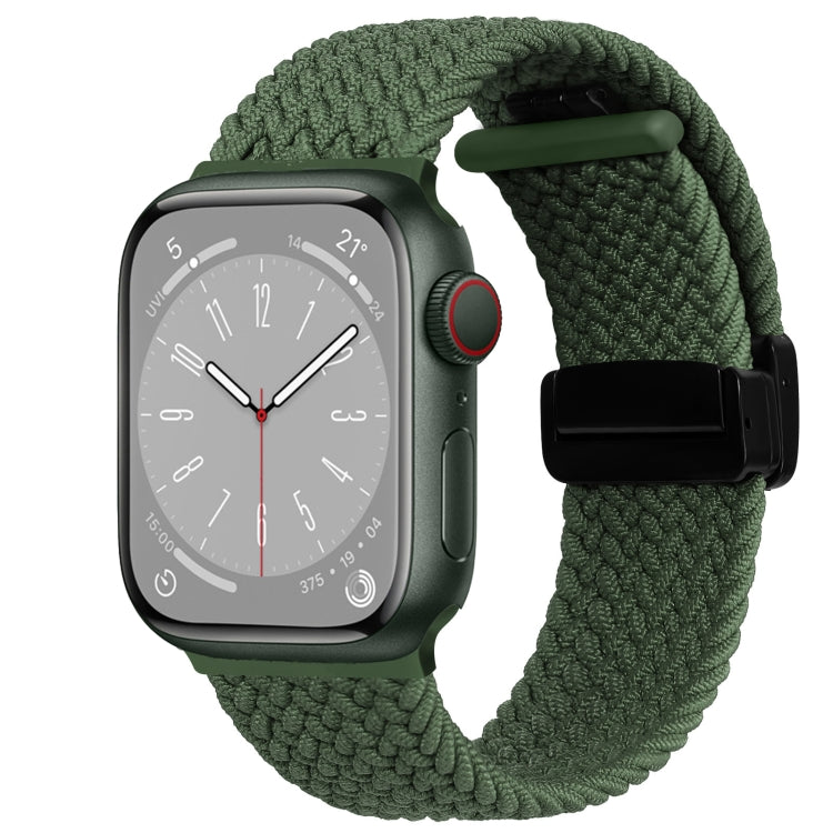 For  Apple Watch Series 8 45mm Nylon Woven Magnetic Fold Buckle Watch Band(Green) - Watch Bands by PMC TechLife | Online Shopping South Africa | PMC TechLife