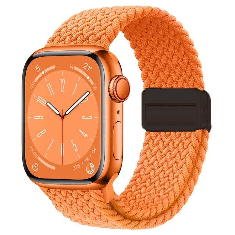 For  Apple Watch Series 8 45mm Nylon Woven Magnetic Fold Buckle Watch Band(Orange) - Watch Bands by PMC TechLife | Online Shopping South Africa | PMC TechLife