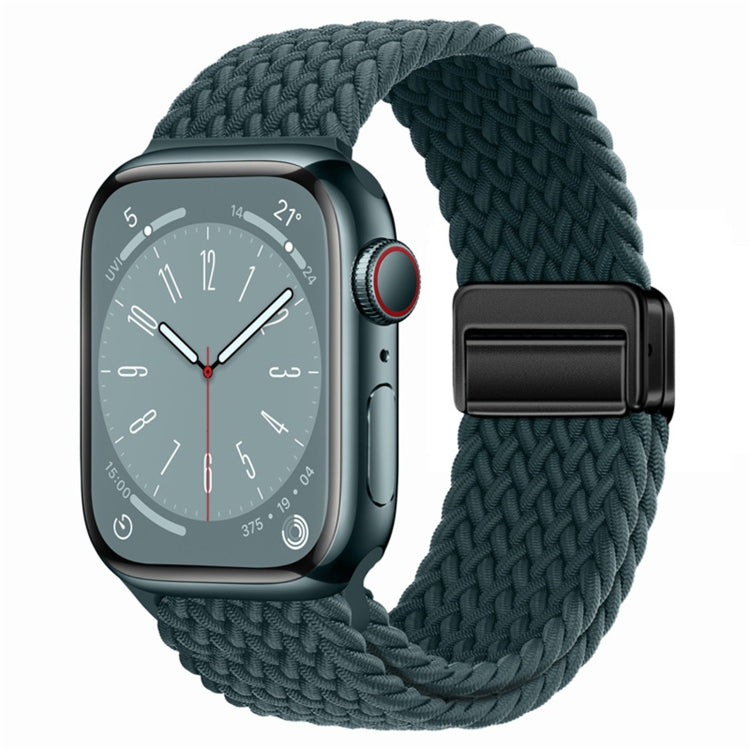 For  Apple Watch Series 8 45mm Nylon Woven Magnetic Fold Buckle Watch Band(Rainforest Green) - Watch Bands by PMC TechLife | Online Shopping South Africa | PMC TechLife