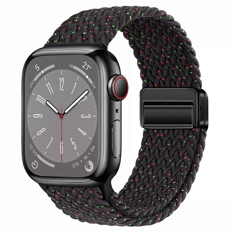 For Apple Watch SE 2022 44mm Nylon Woven Magnetic Fold Buckle Watch Band(Starlight Black) - Watch Bands by PMC TechLife | Online Shopping South Africa | PMC TechLife