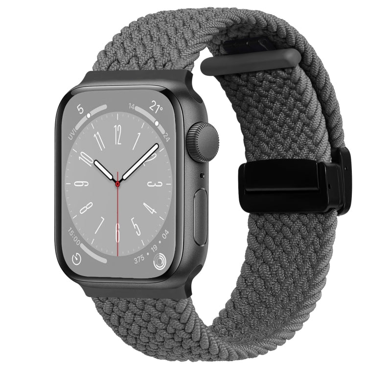 For Apple Watch Series 7 41mm Nylon Woven Magnetic Fold Buckle Watch Band(Grey) - Watch Bands by PMC TechLife | Online Shopping South Africa | PMC TechLife