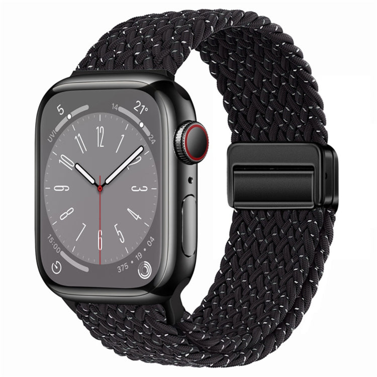 For Apple Watch Series 7 45mm Nylon Woven Magnetic Fold Buckle Watch Band(Starry Black) - Watch Bands by PMC TechLife | Online Shopping South Africa | PMC TechLife