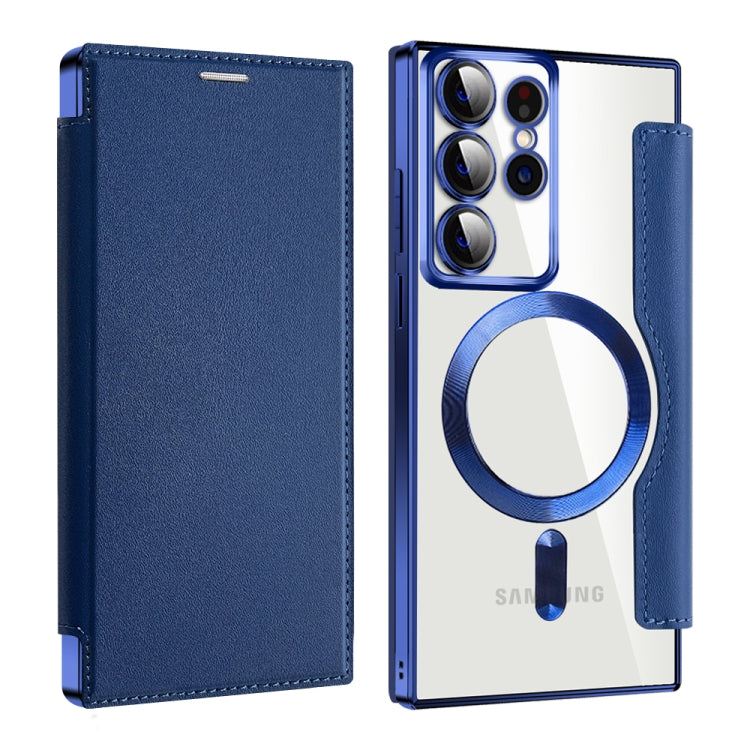 For Samsung Galaxy S22 Ultra 5G Shield MagSafe RFID Anti-theft Leather Phone Case(Dark Blue) - free shipping - PMC TechLife - Order now!