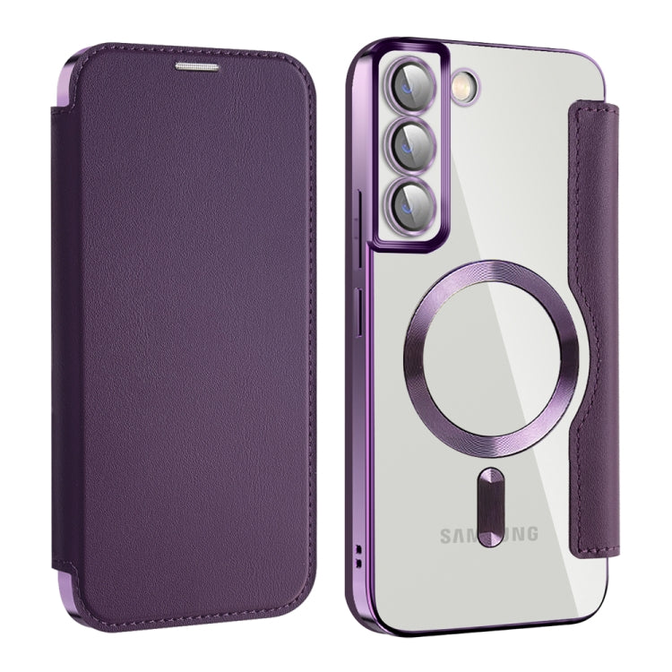 For Samsung Galaxy S22+ 5G Shield MagSafe RFID Anti-theft Leather Phone Case(Purple) - Galaxy S22+ 5G Cases by PMC TechLife | Online Shopping South Africa | PMC TechLife | Buy Now Pay Later Mobicred