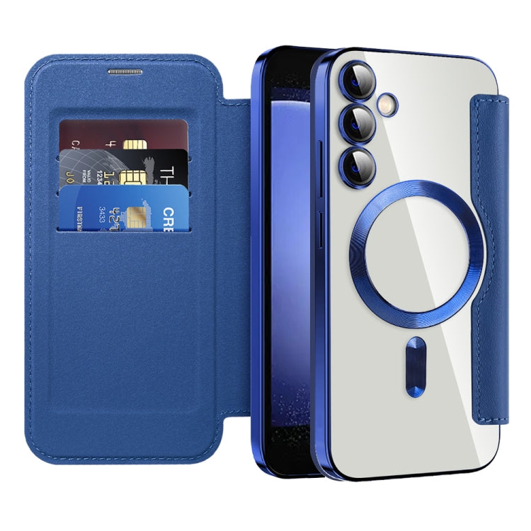 For Samsung Galaxy S23 FE 5G MagSafe Magnetic RFID Anti-theft Leather Phone Case(Dark Blue) - Galaxy S23 FE 5G Cases by PMC TechLife | Online Shopping South Africa | PMC TechLife