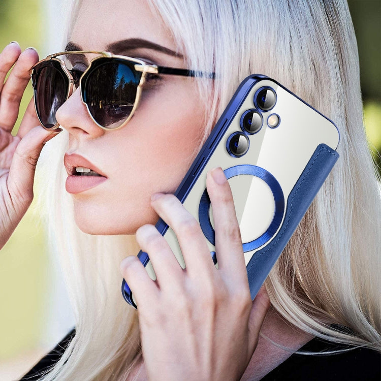 For Samsung Galaxy S23 FE 5G MagSafe Magnetic RFID Anti-theft Leather Phone Case(Dark Blue) - Galaxy S23 FE 5G Cases by PMC TechLife | Online Shopping South Africa | PMC TechLife