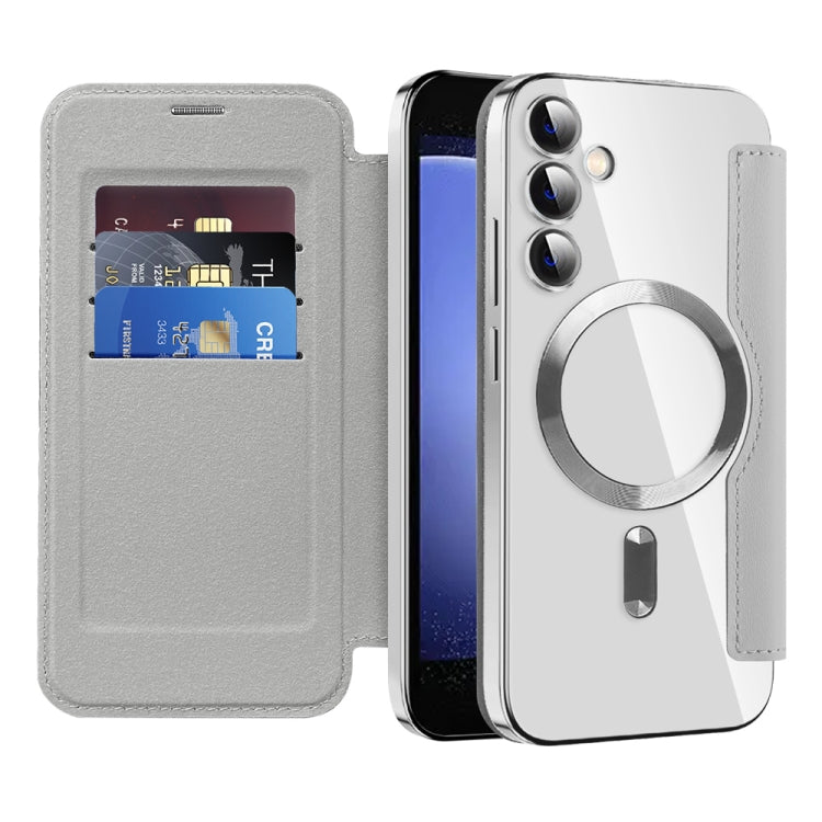 For Samsung Galaxy S23 FE 5G Shield MagSafe RFID Anti-theft Leather Phone Case(Grey) - free shipping - PMC TechLife - Order now!