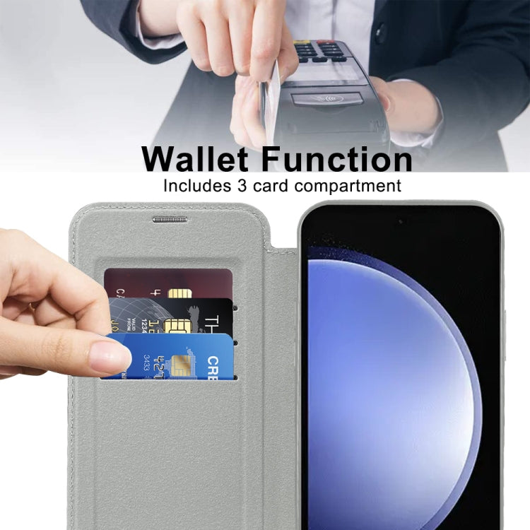 For Samsung Galaxy S23 FE 5G Shield MagSafe RFID Anti-theft Leather Phone Case(Grey) - free shipping - PMC TechLife - Order now!