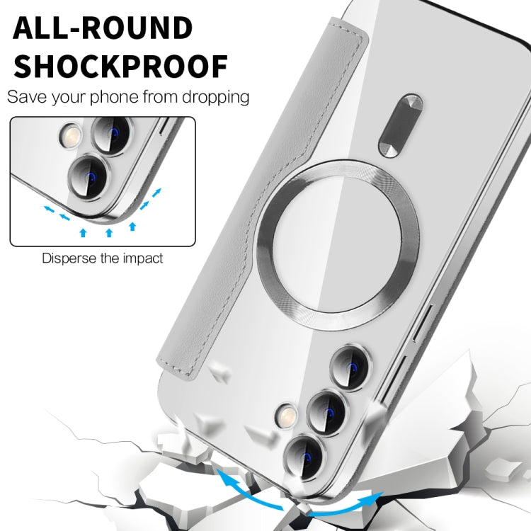 For Samsung Galaxy S23 FE 5G Shield MagSafe RFID Anti-theft Leather Phone Case(Grey) - free shipping - PMC TechLife - Order now!