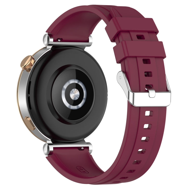 For Huawei Watch GT4 41mm Official Steps Style Silver Buckle Silicone Watch Band(Wine Red) - Watch Bands by PMC TechLife | Online Shopping South Africa | PMC TechLife