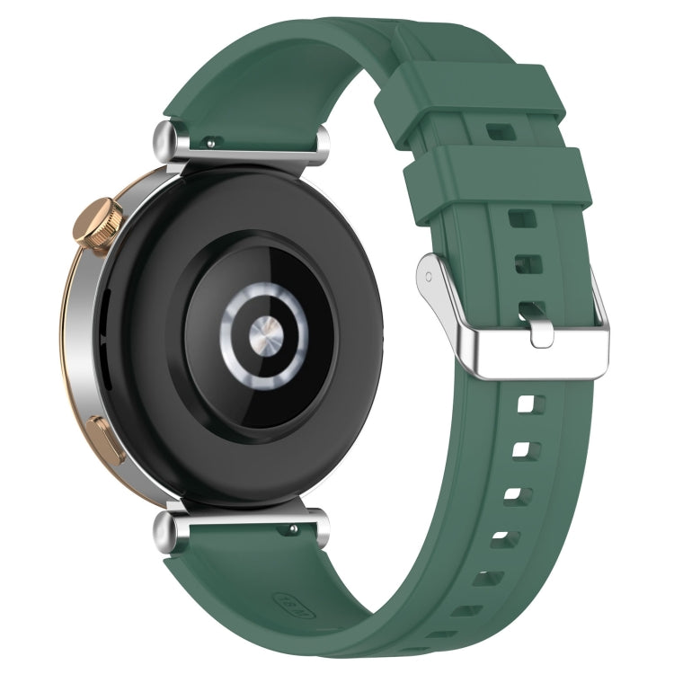 For Huawei Watch GT4 41mm Official Steps Style Silver Buckle Silicone Watch Band(Dark Green) - free shipping - PMC TechLife - Order now!