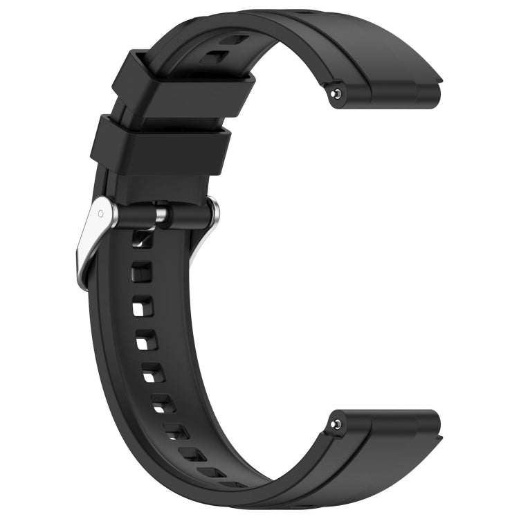 For Huawei Watch GT4 41mm Official Steps Style Silver Buckle Silicone Watch Band(Black) - Watch Bands by PMC TechLife | Online Shopping South Africa | PMC TechLife | Buy Now Pay Later Mobicred