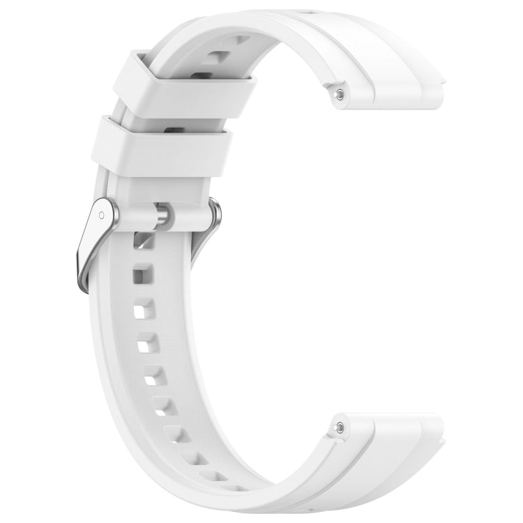 For Huawei Watch GT4 41mm Official Steps Style Silver Buckle Silicone Watch Band(White) - Watch Bands by PMC TechLife | Online Shopping South Africa | PMC TechLife