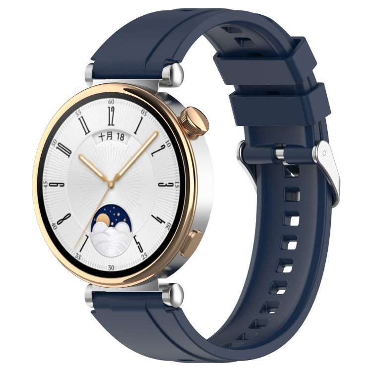 For Huawei Watch GT4 46mm Official Steps Style Silver Buckle Silicone Watch Band(Midnight) - Watch Bands by PMC TechLife | Online Shopping South Africa | PMC TechLife