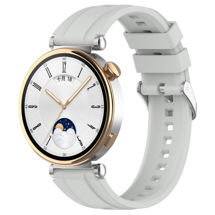 For Huawei Watch GT4 46mm Official Steps Style Silver Buckle Silicone Watch Band(Gray) - Watch Bands by PMC TechLife | Online Shopping South Africa | PMC TechLife