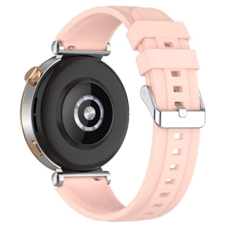 For Huawei Watch GT4 46mm Official Steps Style Silver Buckle Silicone Watch Band(Pink) - Watch Bands by PMC TechLife | Online Shopping South Africa | PMC TechLife
