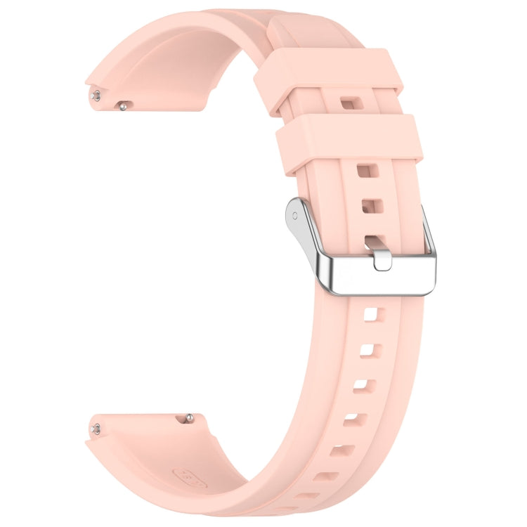 For Huawei Watch GT4 46mm Official Steps Style Silver Buckle Silicone Watch Band(Pink) - Watch Bands by PMC TechLife | Online Shopping South Africa | PMC TechLife