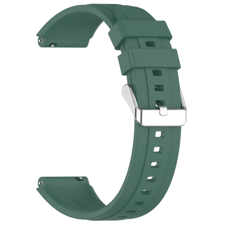 For Huawei Watch GT4 46mm Official Steps Style Silver Buckle Silicone Watch Band(Dark Green) - Watch Bands by PMC TechLife | Online Shopping South Africa | PMC TechLife
