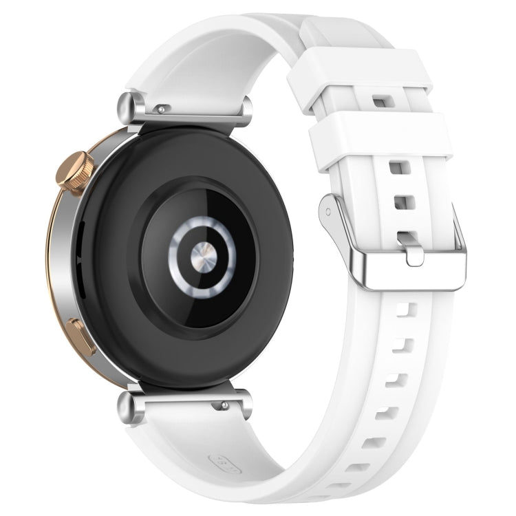 For Huawei Watch GT4 46mm Official Steps Style Silver Buckle Silicone Watch Band(White) - Watch Bands by PMC TechLife | Online Shopping South Africa | PMC TechLife