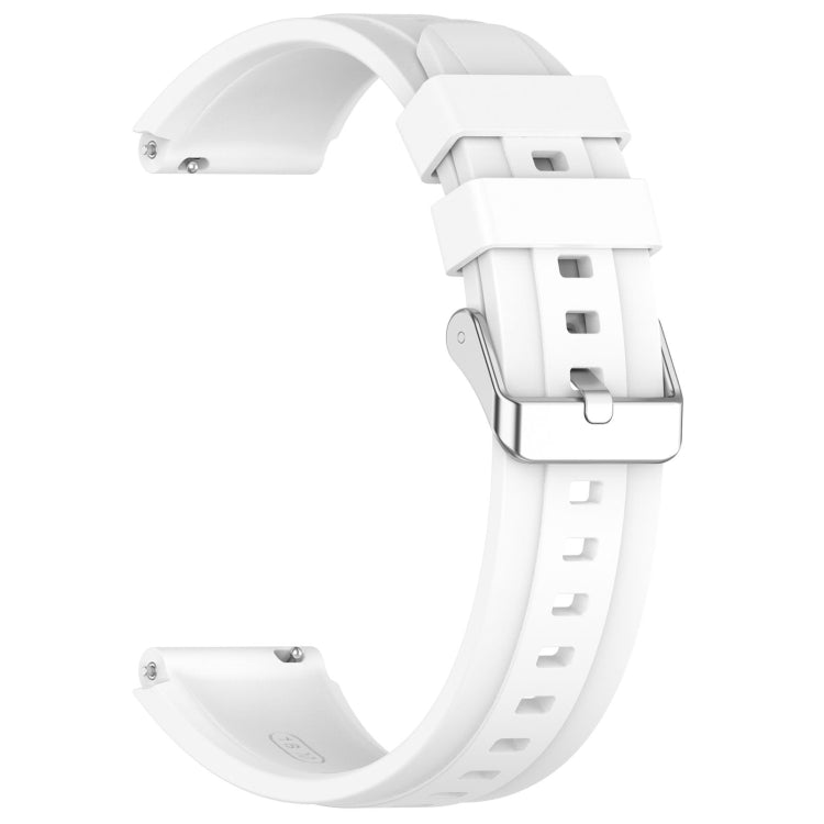 For Huawei Watch GT4 46mm Official Steps Style Silver Buckle Silicone Watch Band(White) - Watch Bands by PMC TechLife | Online Shopping South Africa | PMC TechLife
