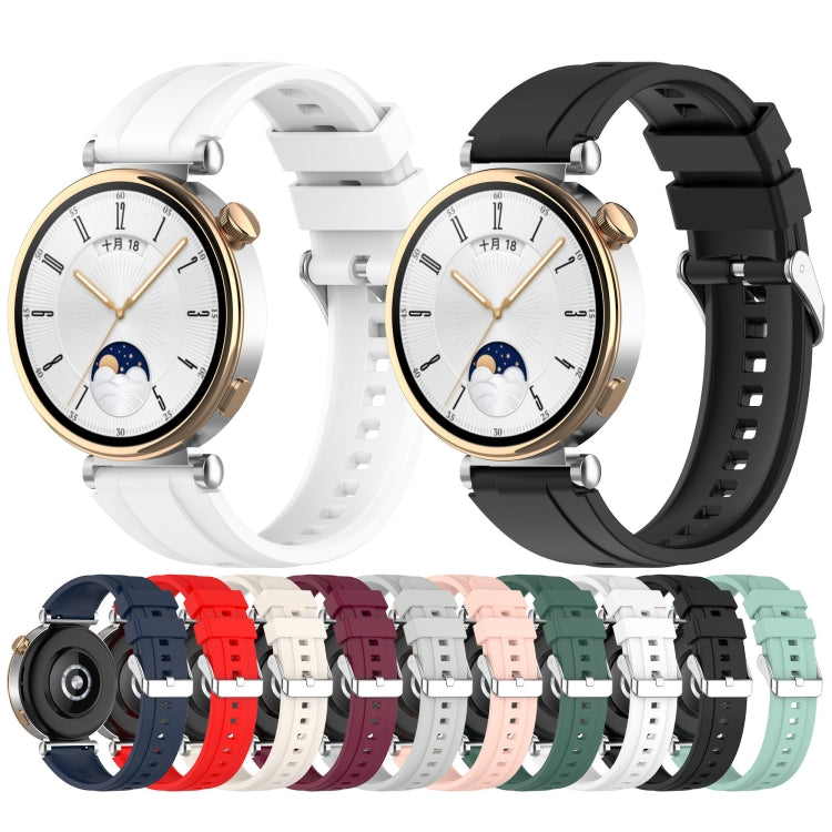 For Huawei Watch GT4 46mm Official Steps Style Silver Buckle Silicone Watch Band(White) - Watch Bands by PMC TechLife | Online Shopping South Africa | PMC TechLife